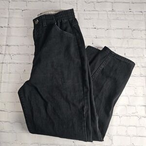 Vintage Lee Original Jeans Womens 14S SHORT Stretch Waist Black Mom Tapered‎ USA
